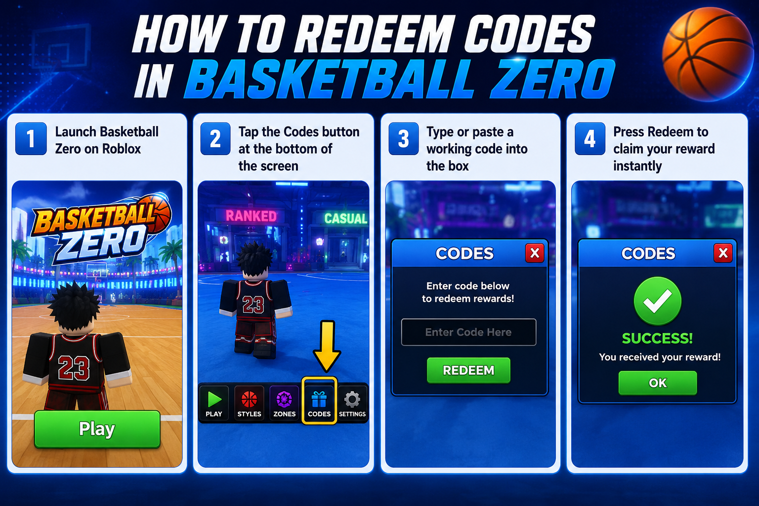 Redeem Codes in basketball zero codes